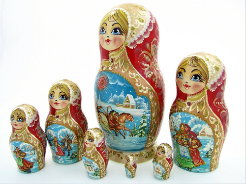 7 Poupées russes Matriochka H22 Miniature Kholoui Peinte main Signé Matrioshka - Photo 2/6