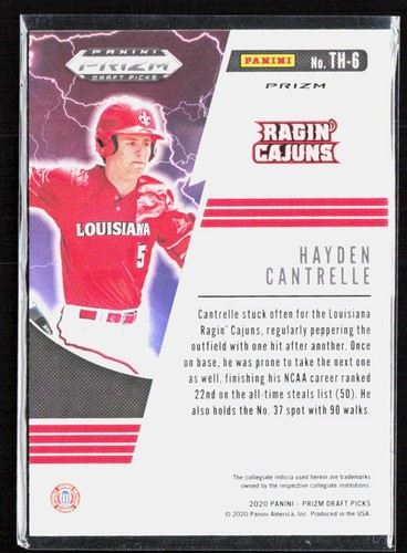 2020 Panini Prizm Draft Picks #TH-6 Hayden Cantrelle - Picture 2 of 2