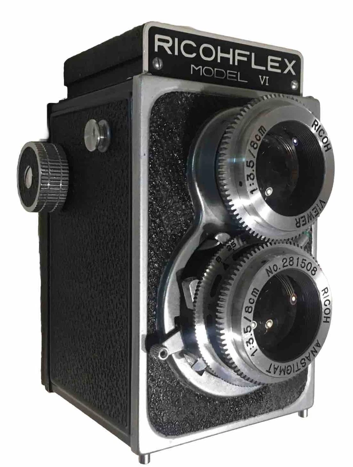 Cámara TLR de película Ricoh Ricohflex modelo VI 6x6 de colección con estuche de lentes dobles F3,5 de 8 cm Foto 2 de 4
