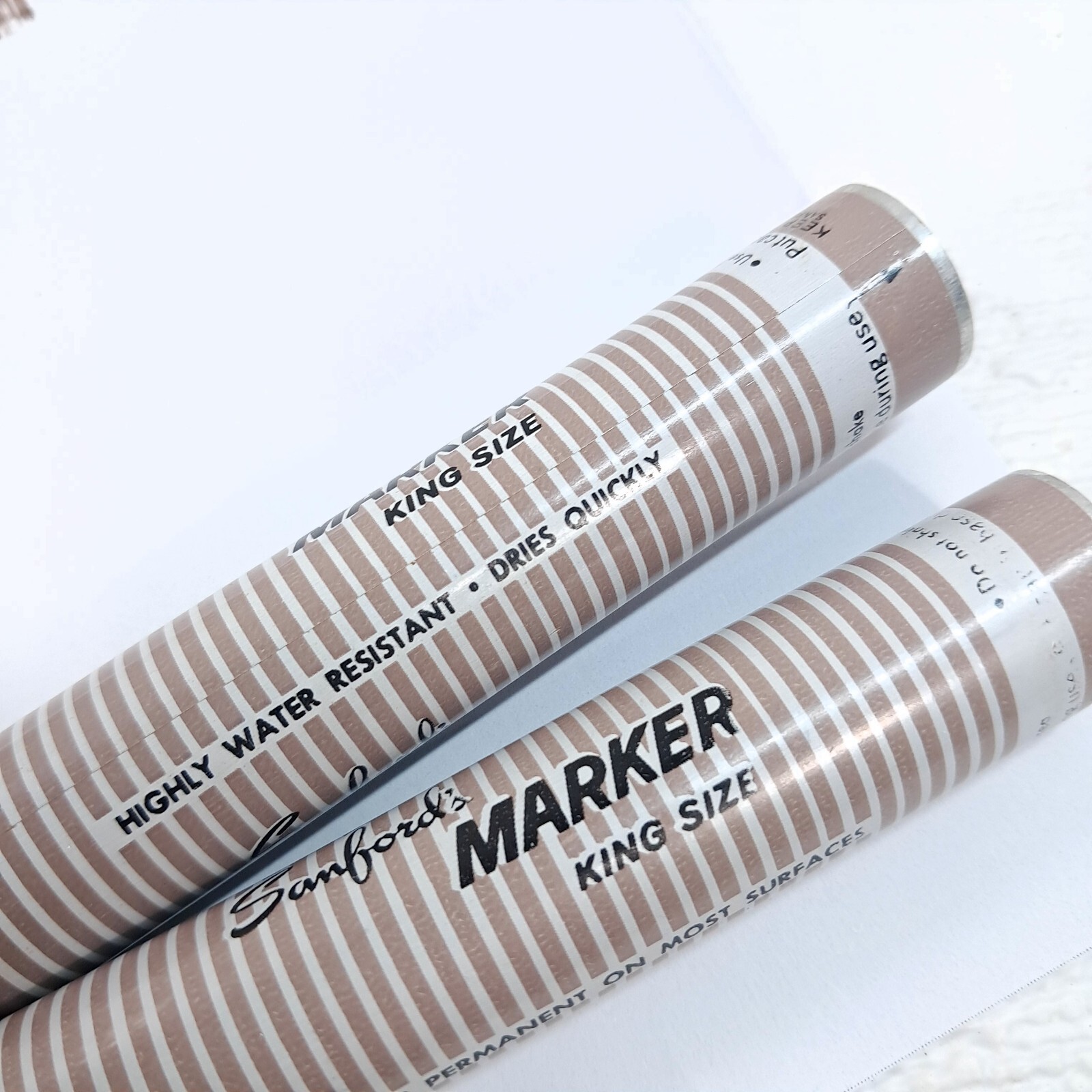 Vintage Sanford's King Size Markers x2 set Black stinky Smelly ink metal WORKS!