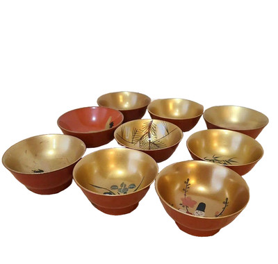 Lacquerware Sake Cup 9 Pieces from Japan