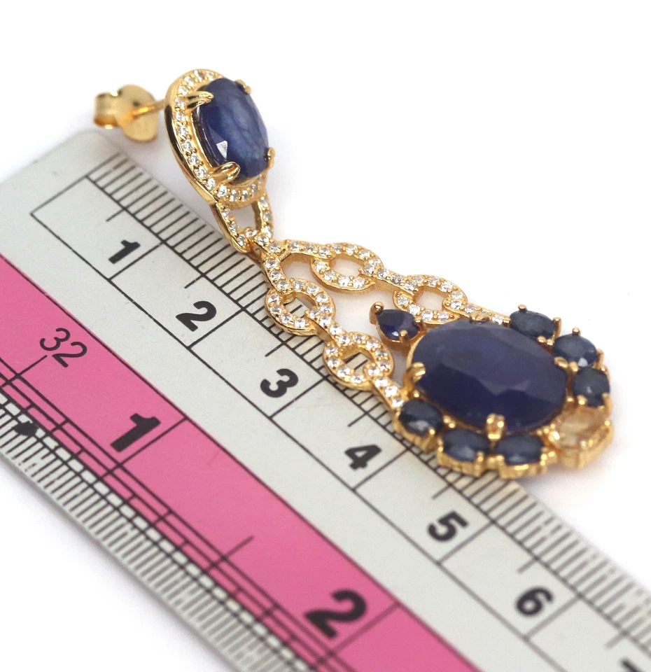 Heizbar 10X13mm Blauer Saphir Citrin Cubic-Zirconia Ohrringe Silber 925 Sterling - Bild 3 von 4