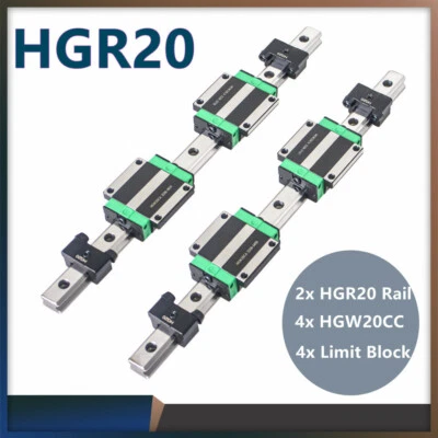 MARKENLOS 2X HGR20 Linearführung Führungsschiene Rail+4X HGW20CC+4X Block begrenzen DE