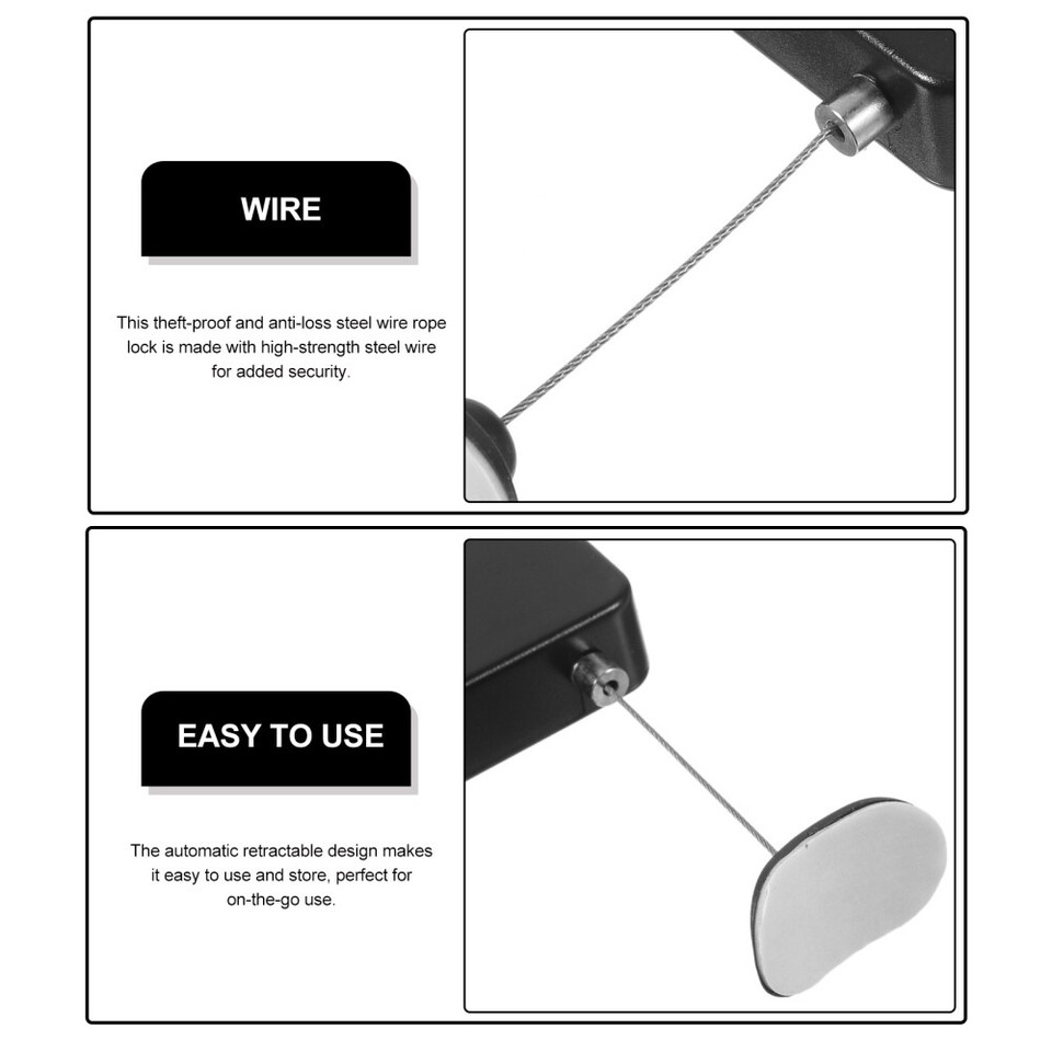 Anderic Universal Coiled Security Cable Bulk Pricing Available - Remote  Control Tether Security Cable Leash With Hook And Loop Fastener Tape And  Double-Sided Tape - CBL02 (1-Pack