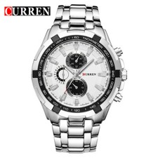 CURREN Men Quartz Watches Big Dial Steel Wristwatch for Male Fashion Brand Watch