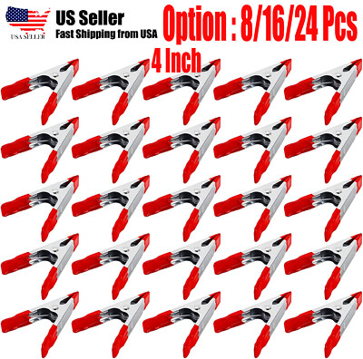 8/16/24 Pcs 4'' inch Heavy Duty Metal Spring Clamps Tool Clip Jaw Opening