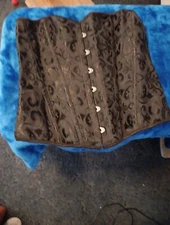 Women's Exlarge Black Corset With Hook Front Closure 