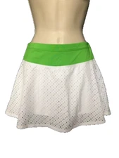 Kyodan Skort Size P/S White/Green Stretch Activewear Golf Tennis Pull On Women's