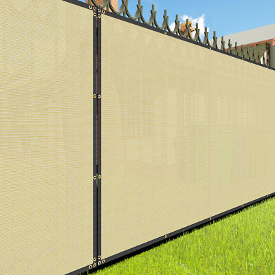 2ft Privacy Fence Screen Windscreen Shade Cover 240GSM Fabric Tarp Garden Beige