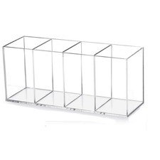 HSYMQ Acrylic Pen Holder 4 Compartments Clear Pencil Transparent