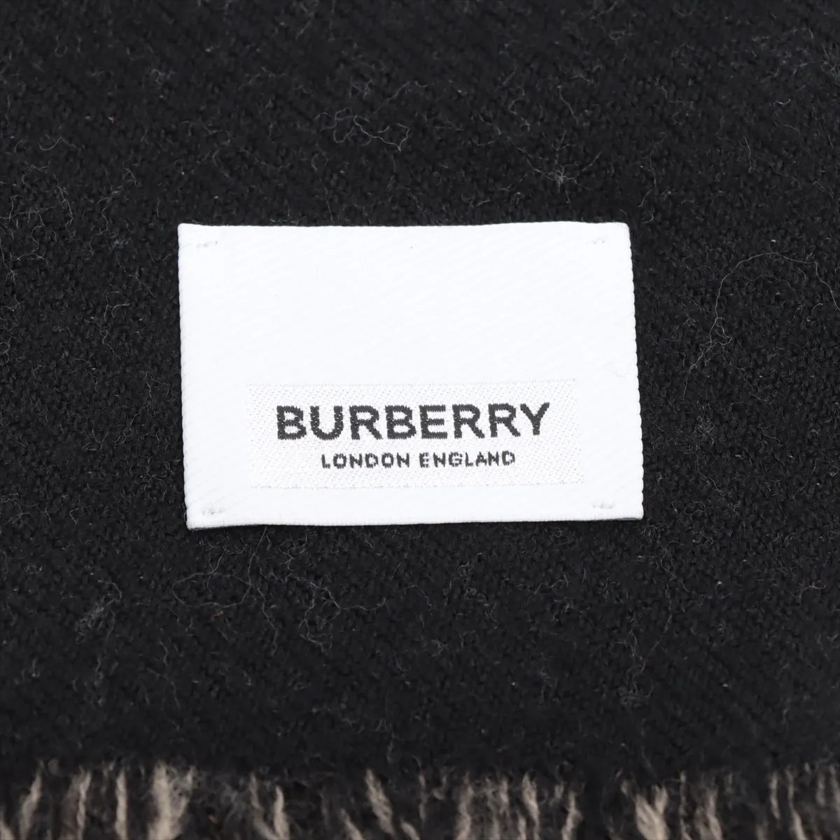 Burberry Logo Scarf Wool Beige x black thumbnail 3