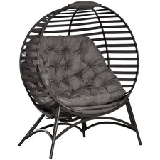 Egg Chair Large Foldable Sand Brown Semi-Steel Frame with Plush Cushion 139cm XL