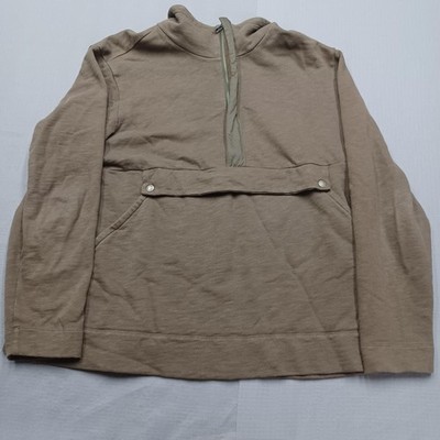 LL Bean Signature Sweater Mens XL Olive Green Half Zip Anorak Solid Slim Fit