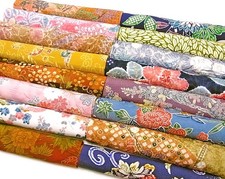s031 Bundle, Japanese Kimono Silk Fabric Set, 16 pieces