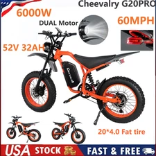 6000W E-Motorcycle 52V32AH Electric Dirt Bike 60MPH 20*4 E-Mountainbike Off-road