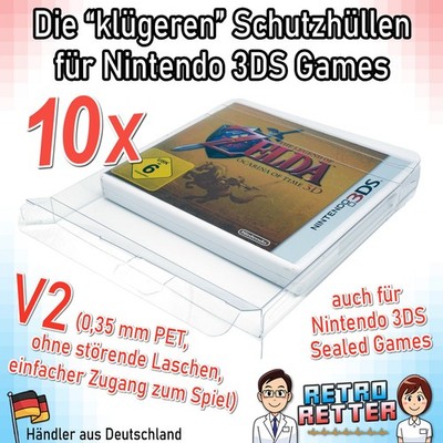 10x 3DS Spiele OVP Schutzhüllen  0,35 mm Nintendo Game Box Protector