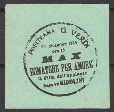 ER6004 Cinema G.Verdi ''Max - Domatore di Leoni'' 1925 RRR