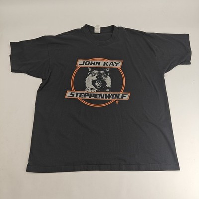 Vintage John Kay Steppenwolf Mens XL T-Shirt 1998 Magic Carpet Ride Black Orange