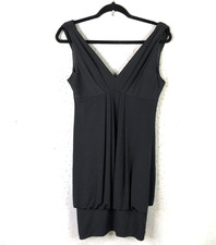 Eliza J Dress Womens 8 Black Bubble Hem Sleeveless V Neck Cocktail Made USA