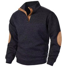 Autumn Winter Men s Stand Collar Long Sleeve Casual Knitted Pullover Sweater Top