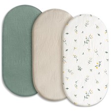 Gllquen Baby Muslin Bassinet Sheets 3 Pack, Sheets-33" 17", Green