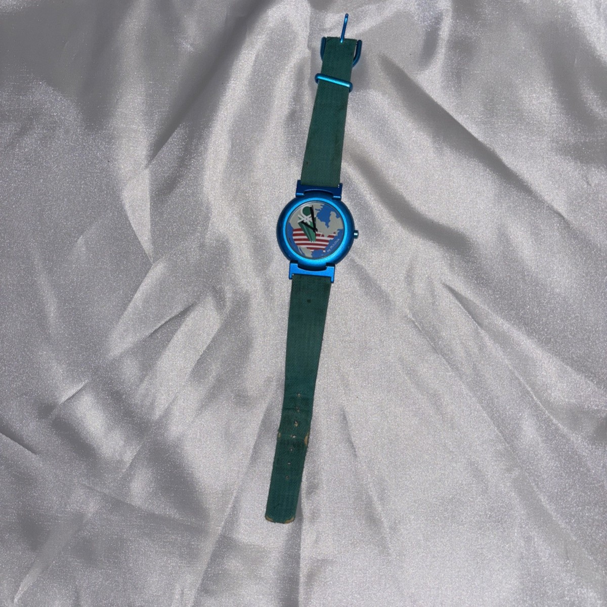 Benetton By Bulova Blue Nylon Quartz Analog Watch W/ United States