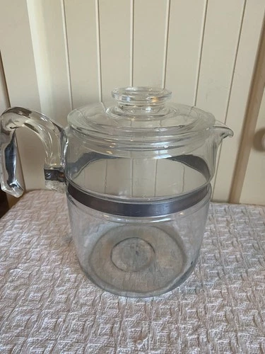 VTG PYREX Flameware Clear Glass Percolator Coffee POT & LID ONLY 6 Cup 1950s-60s