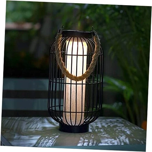  Large Solar Powered Lantern Outdoor-Heavy Duty Metal Hanging Lights Black
