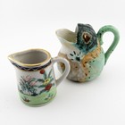 Vintage Pair of Hand Painted Frog and Chinese Hong Kong Creamer