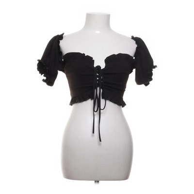 NLY One, Crop Top, Größe: S, LACING FRONT SOLID TOP, Schwarz #kRs