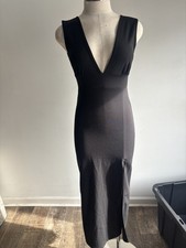 Nastygal Black Plunge Dress With Slit Size 4