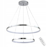 Deckenleuchte Mit 2 Ringen, Verchromt, HäNgend, Led-Kronleuchter + Fernbedienung