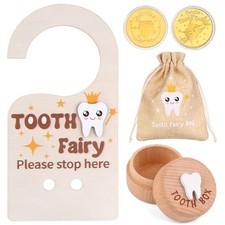 1 Set/4Pcs Wooden Tooth Fairy Box Tooth Fairy Door Hanger Tooth Fairy Box with