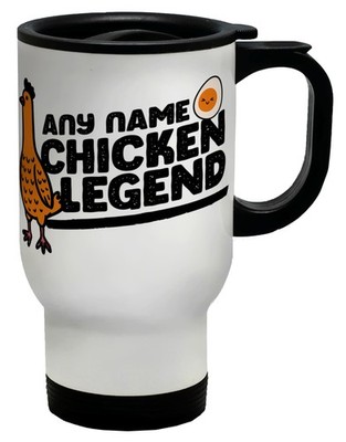 Personalisierter Reisebecher Chicken Legend Protein Ei Liebhaber Geschenk weiß