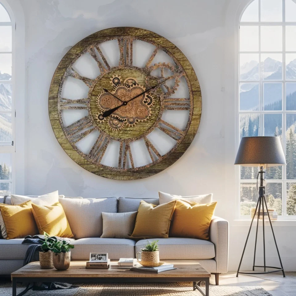 The Gears Reloj AMERICA LINE RELOJ DE PARED REDONDO 36 PULGADAS ORO ANTIGUO Foto 2 de 4