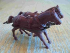 1960's MARX Fort Apache Playset red brown Wagon Horses with dark brown Hitch