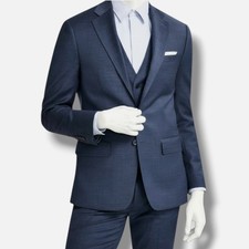 Calvin Klein Men's Blue Wool Blend Slim-Fit Stretch Blazer Suit Jacket Size 46R