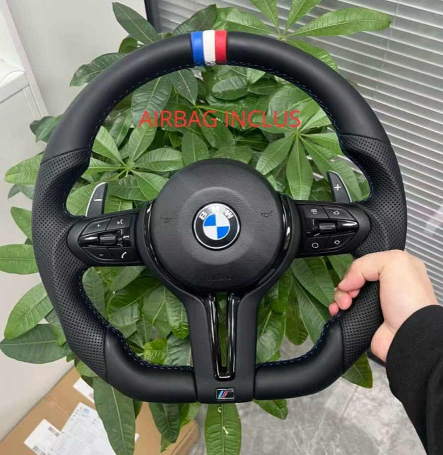 Volant M Sport BMW en cuir perforé pour F10 F06 F12 F01 avec airbag