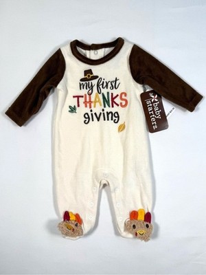 NWT BABY STARTERS My First Thanksgiving Turkey Footie Newborn Fall Harvest NEW