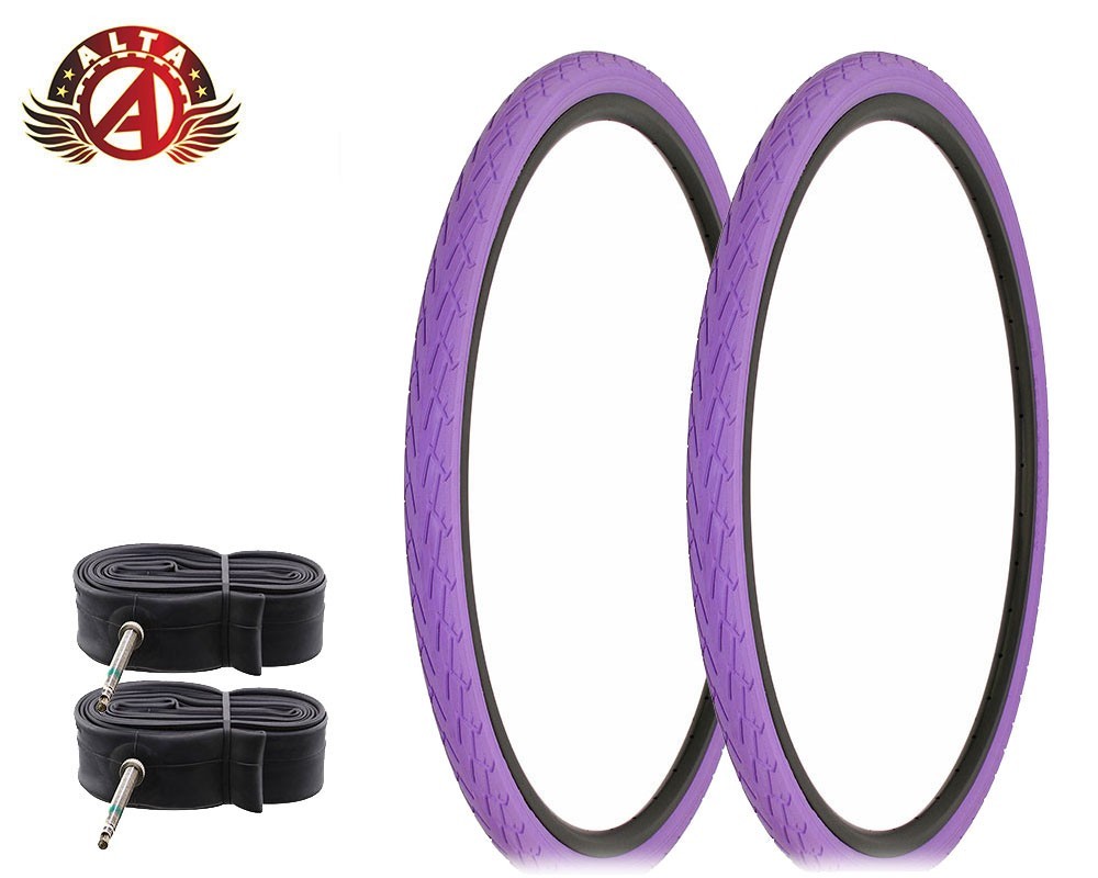 2 ALTA BICYCLE WIRE BEAD 700 x 38c PURPLE DURABLE TIRES CORDOBA w/60mm TUBES.