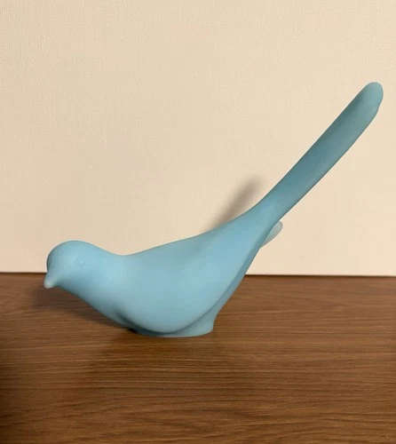 Unpainted Fenton Satin Blue Long-Tailed Bird Figurine