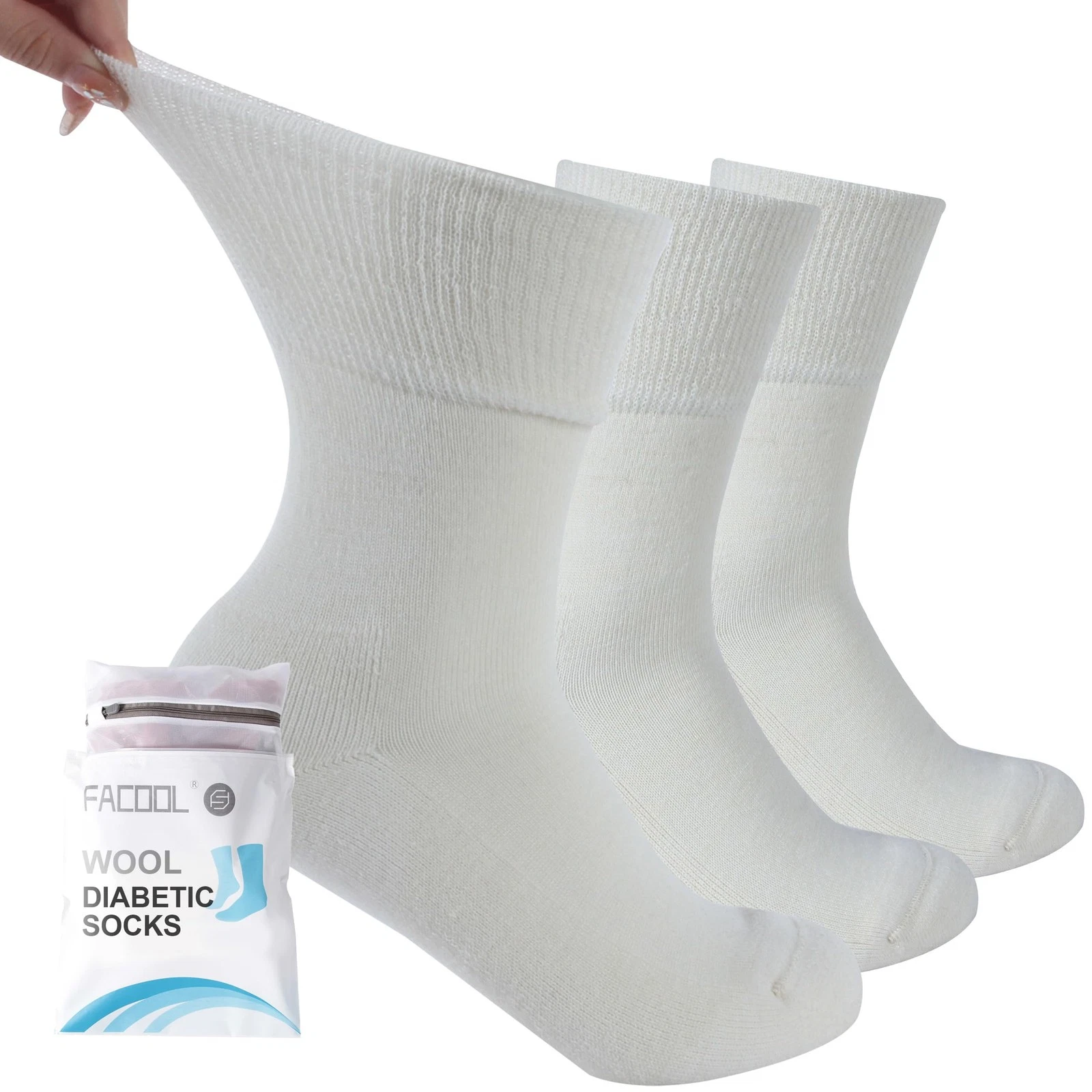 Diabetic Socks for Men Women, Merino Wool Soft Non-Binding Loose Top Socks, 3...
