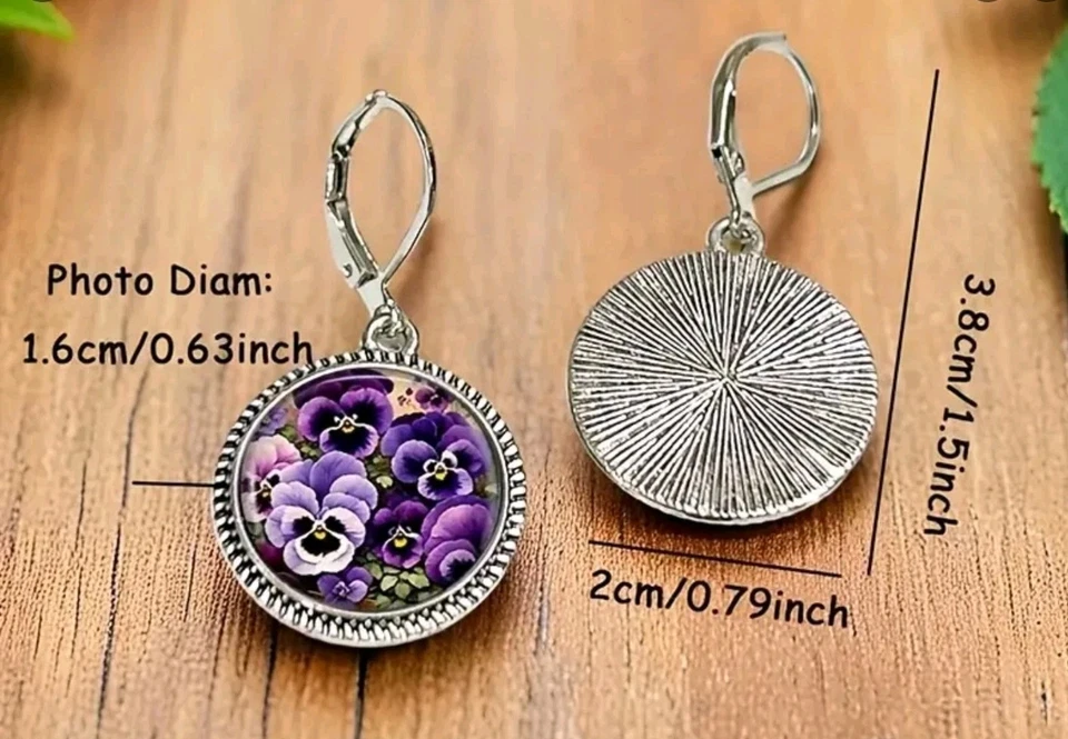 Pendientes Otoño Flor Pensamiento Primavera Moda Joyería NUEVO Envío Gratis Foto 2 de 2