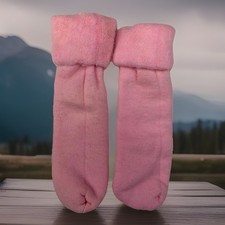 Vintage Socks Acrylic 14" Roll Top 9-11 Women's USA Made Soft Thick 80s 90s