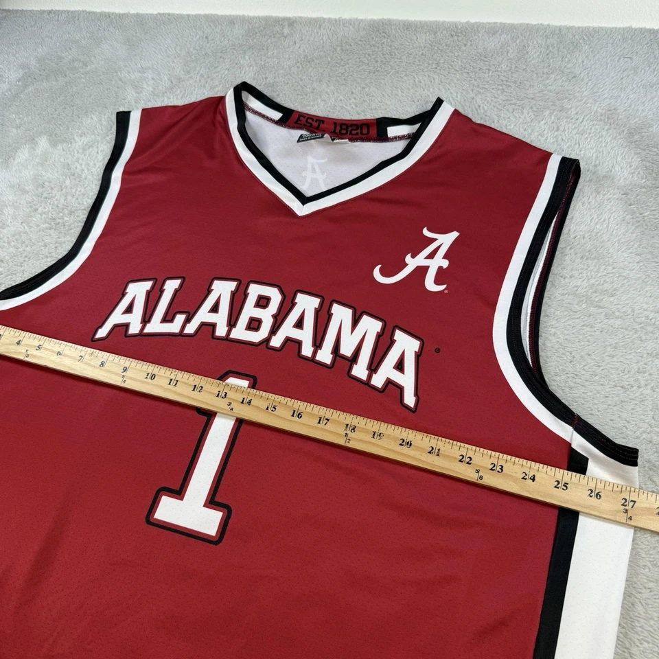 Camiseta deportiva vintage Alabama Crimson Tide para hombre 2XL roja de baloncesto elástica #1 Y2K Foto 4 de 4