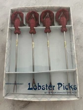 Lobster Picks set / 4 stainless steel Decorative BOSTON WAREHOUSE