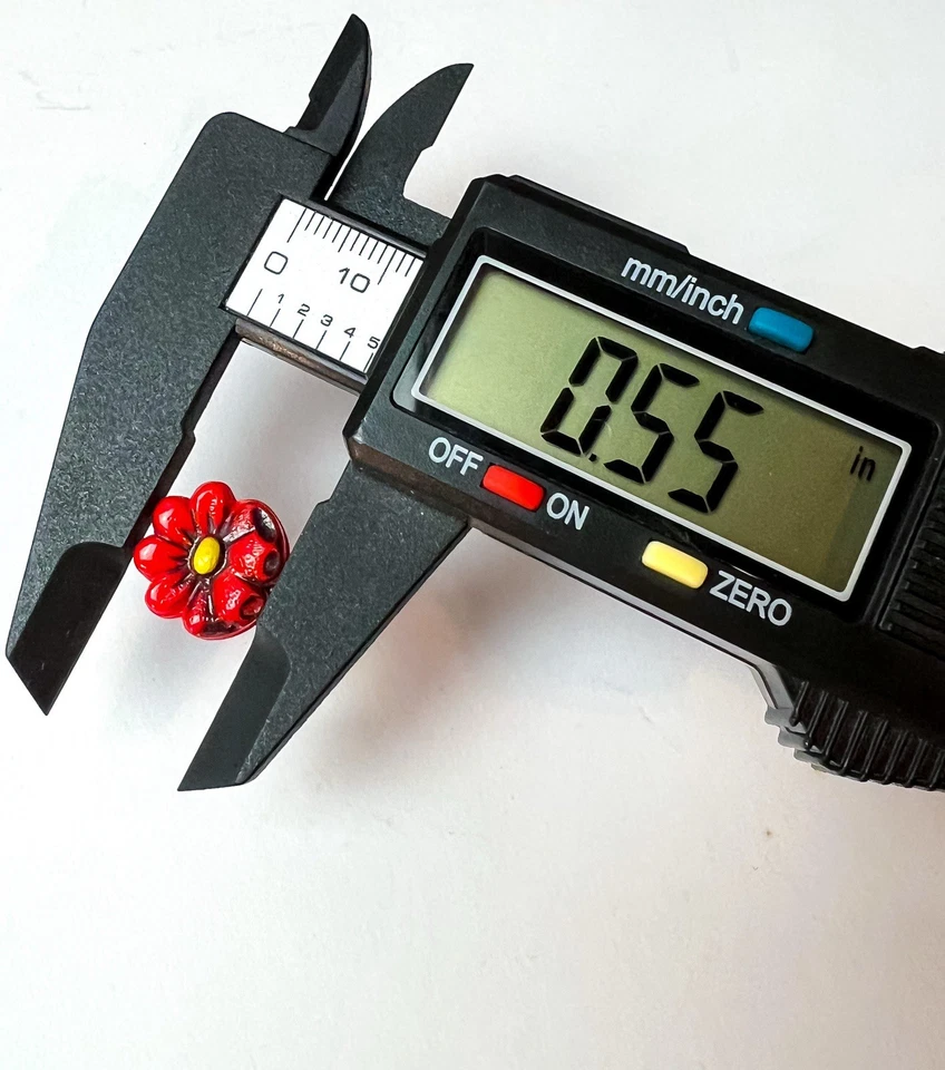 2 件复古玻璃纽扣逼真三色中提琴花红色蓝色新奇捷克复古 — 第 2/4 张图片