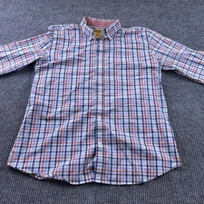 The Foundry Supply Co. Mens XLT Long Sleeve Button Up Red Blue Plaid Shirt