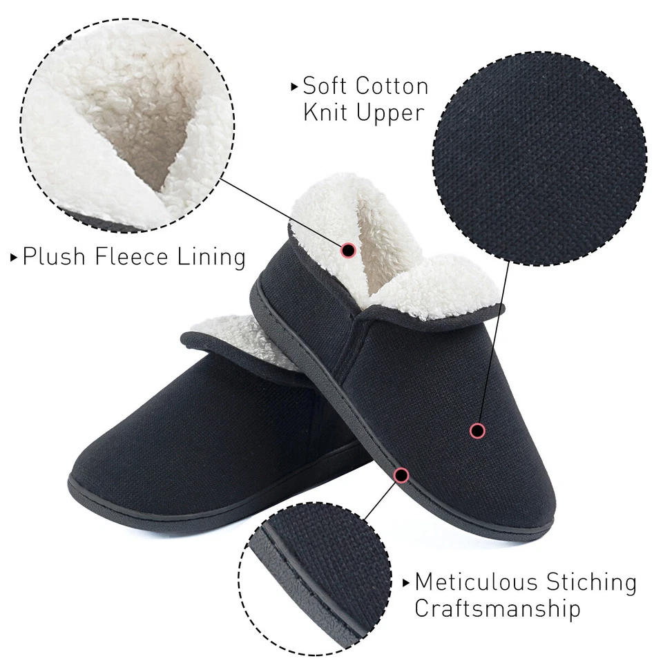 Chinelos femininos aconchegantes de malha de algodão difuso espuma com memória casa sapatos skid botas de neve - Imagem 4 de 4