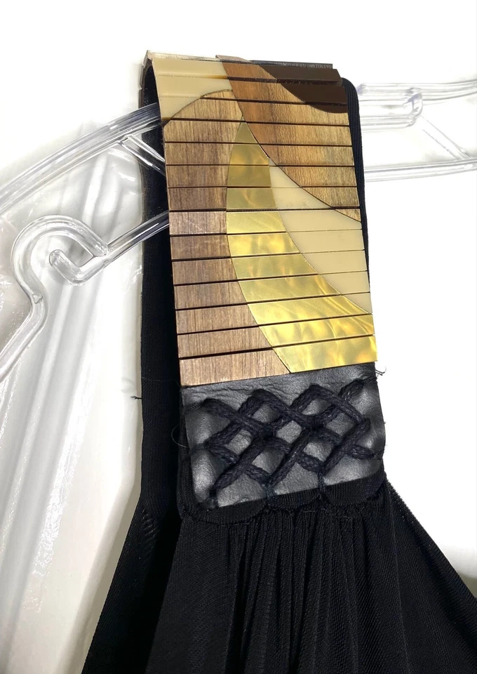 Victor Dzenk 黑色球衣弹力垂褶希腊长裙 M 木质树脂皮革 — 第 4/4 张图片